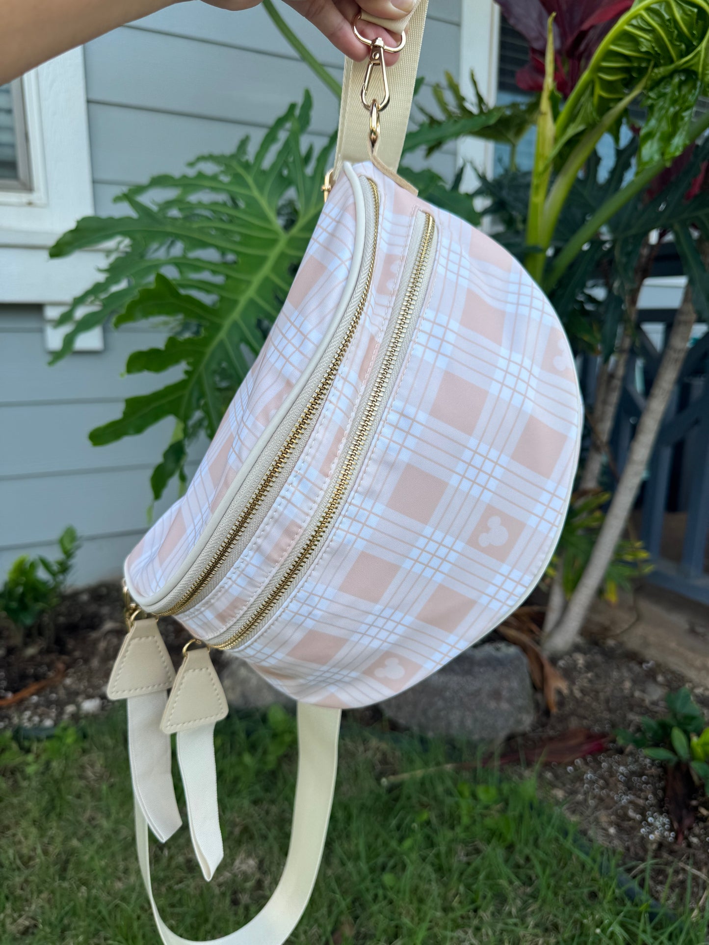 Neutral Palaka Crossbody Bum Bag